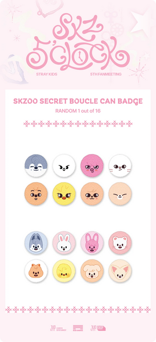 (PREORDER) STRAY KIDS - SKZ 5'CLOCK 5TH FAN MEETING OFFICAL MD SKZOO SECRET BOUCLE CAN BADGE